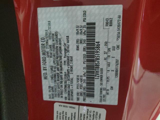 2008 Ford Mustang Shelby Gt500 VIN: 1ZVHT88S785195864 Lot: 58895194