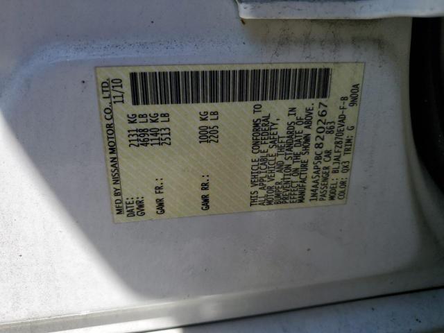 2011 Nissan Maxima S VIN: 1N4AA5AP5BC820267 Lot: 56070794