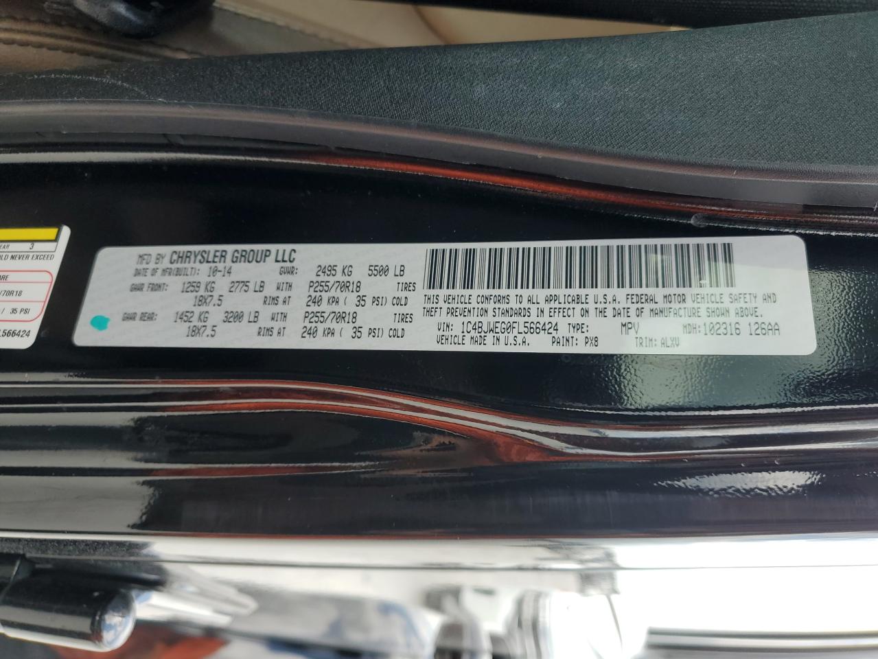 1C4BJWEG0FL566424 2015 Jeep Wrangler Unlimited Sahara