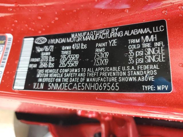 2022 Hyundai Tucson Limited VIN: 5NMJECAE5NH069565 Lot: 59266424