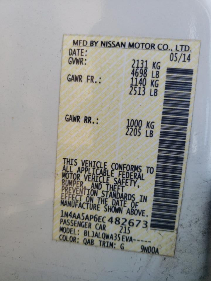 1N4AA5AP6EC482673 2014 Nissan Maxima S