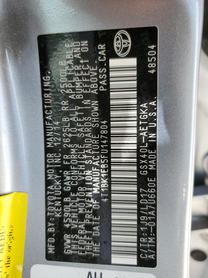 4T1BK1EB5FU147804 2015 Toyota Avalon Xle