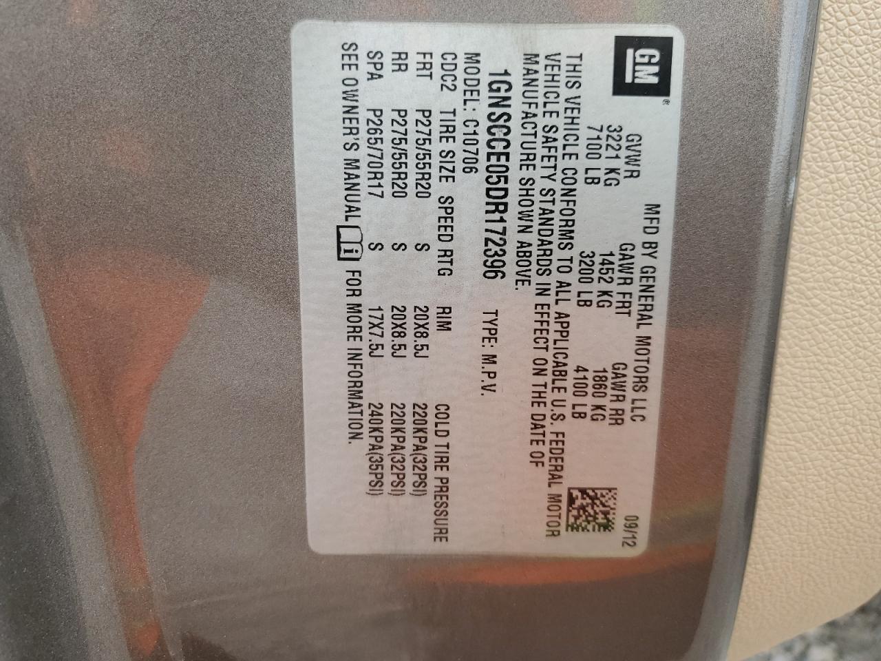 1GNSCCE05DR172396 2013 Chevrolet Tahoe C1500 Ltz