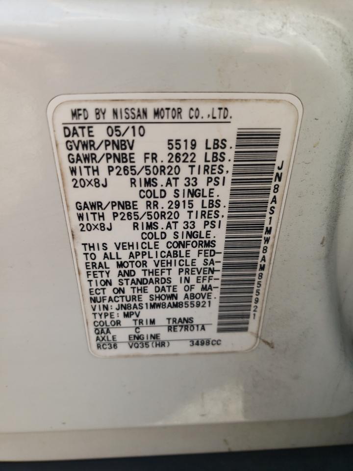 JN8AS1MW8AM855921 2010 Infiniti Fx35