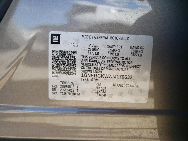 2018 Chevrolet Traverse Lt VIN: 1GNERGKW7JJ179632 Lot: 56962514