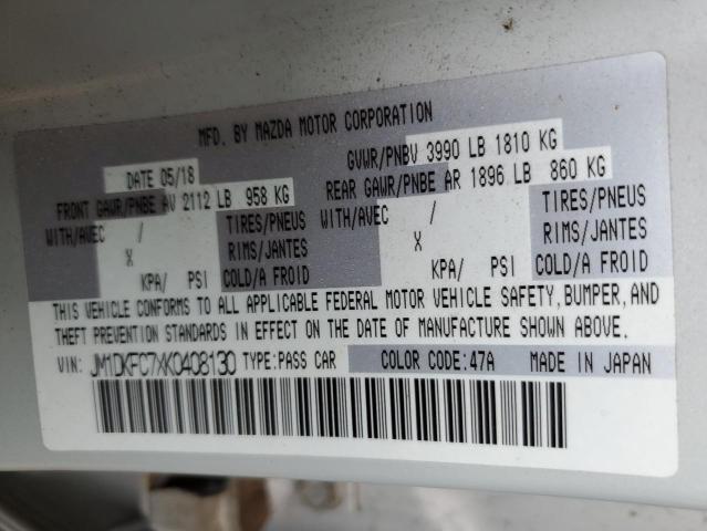 2019 Mazda Cx-3 Touring VIN: JM1DKFC7XK0408130 Lot: 58839184