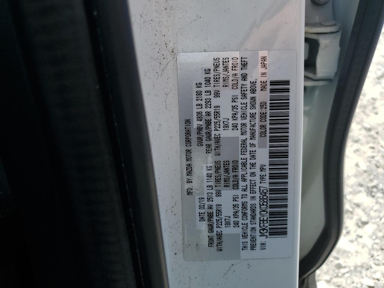 JM3KFBEY0K0586467 2019 Mazda Cx-5 Signature