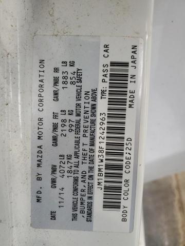 2015 Mazda 3 Grand Touring VIN: JM1BM1W38F1242963 Lot: 59523334