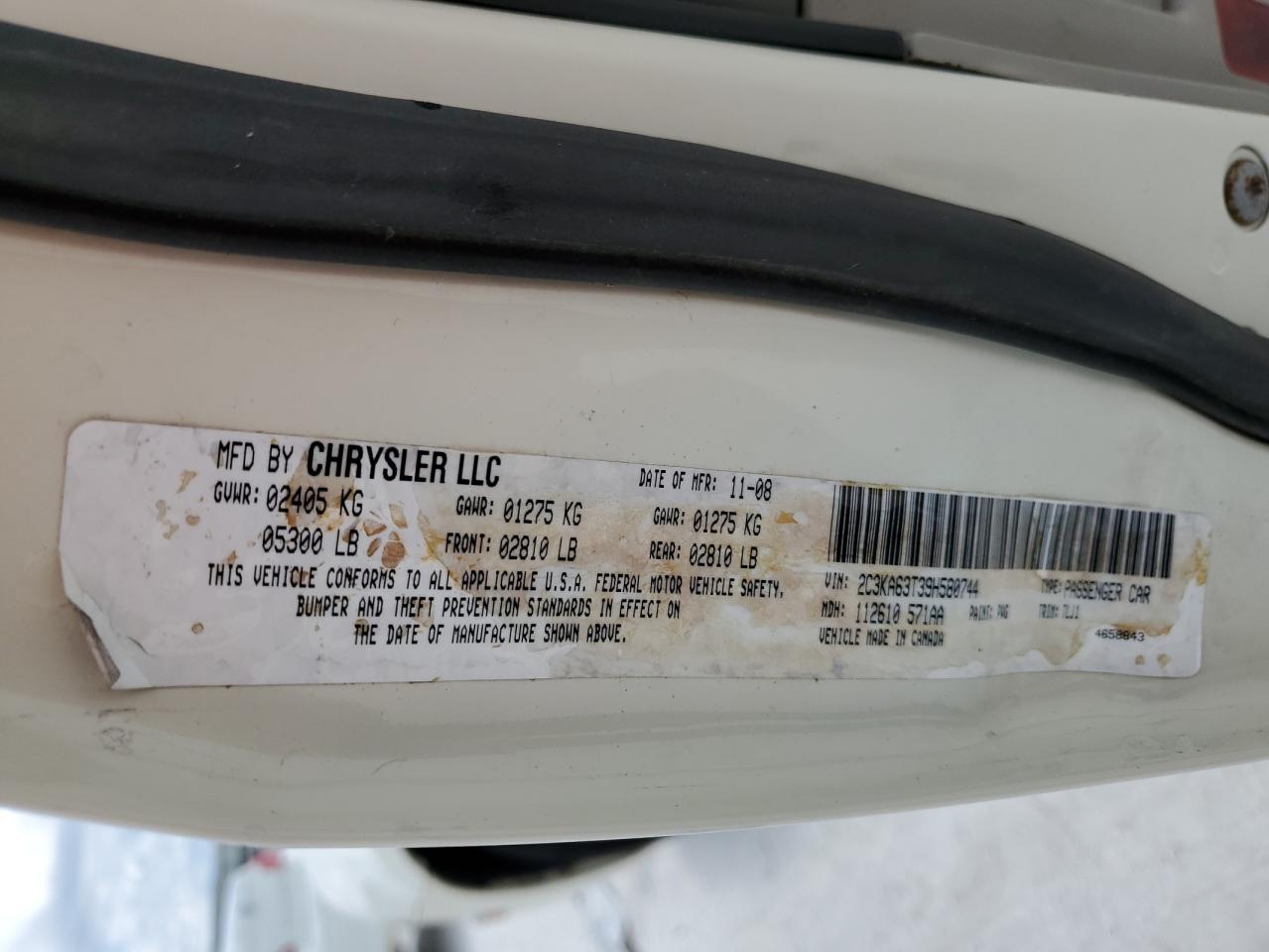 2C3KA63T39H580744 2009 Chrysler 300C