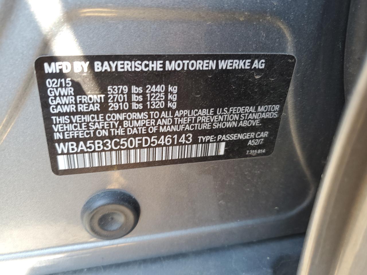 WBA5B3C50FD546143 2015 BMW 535 Xi