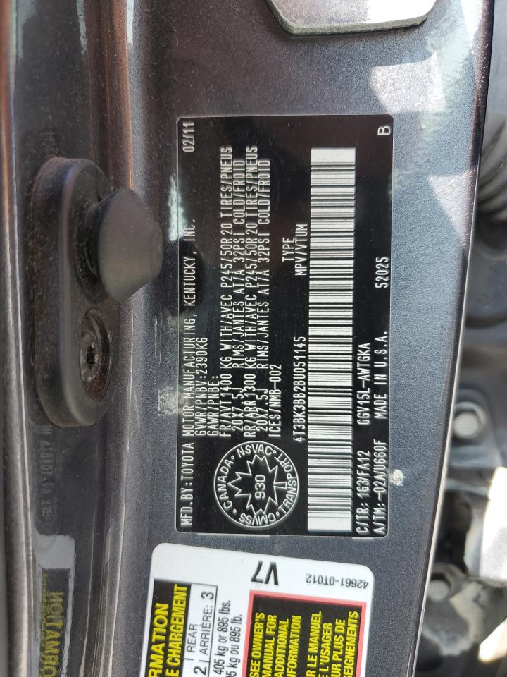 4T3BK3BB2BU051145 2011 Toyota Venza