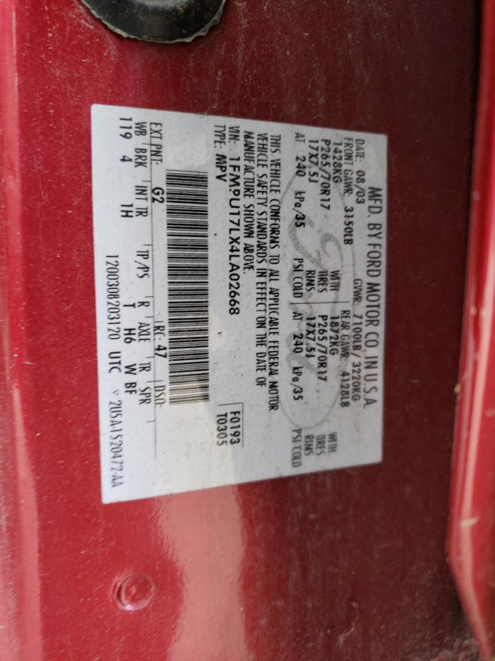 1FMPU17LX4LA02668 2004 Ford Expedition Eddie Bauer