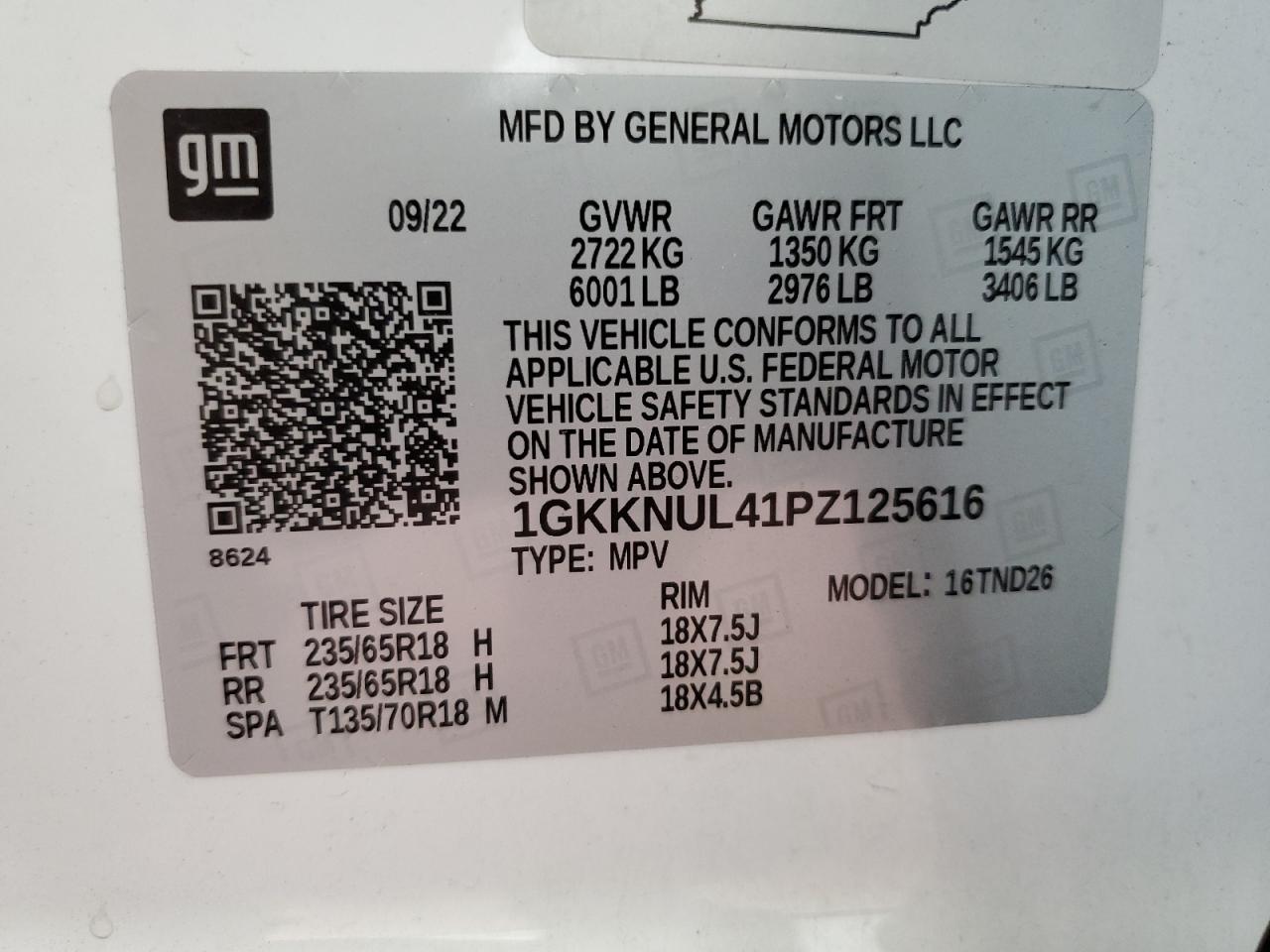 1GKKNUL41PZ125616 2023 GMC Acadia Slt