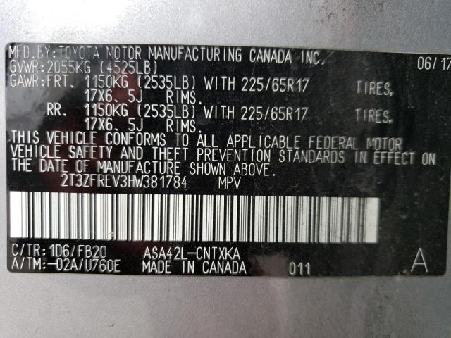 2017 Toyota Rav4 Le VIN: 2T3ZFREV3HW381784 Lot: 59769324