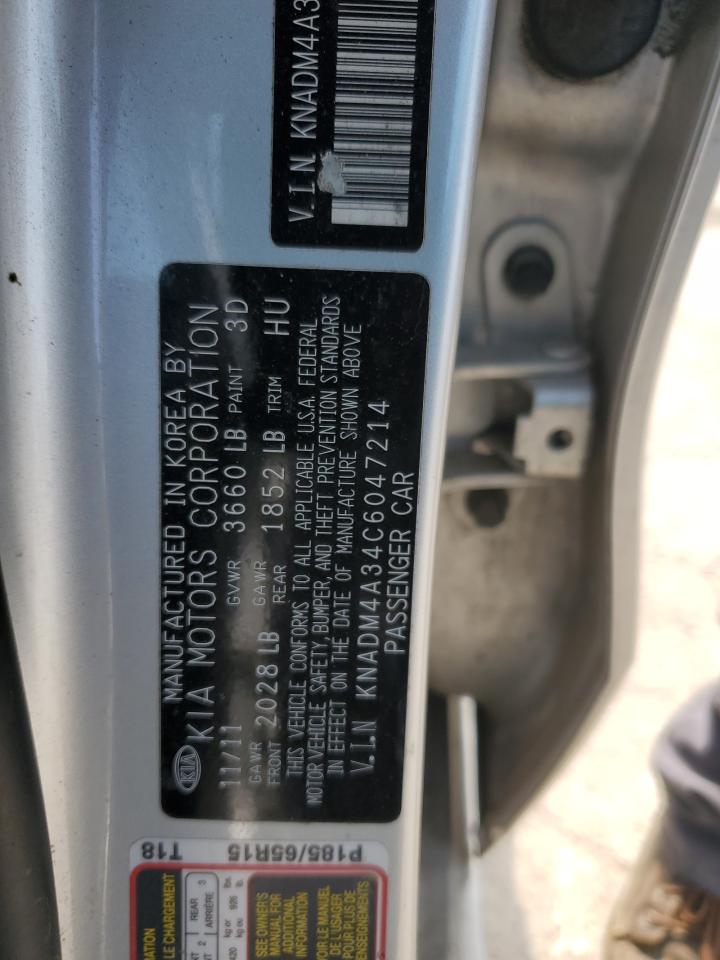 KNADM4A34C6047214 2012 Kia Rio Lx