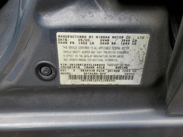 2000 Nissan Sentra Base VIN: 3N1CB51D3YL328200 Lot: 56958834