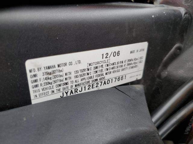 2007 YAMAHA YZFR6 L JYARJ12E27A017661