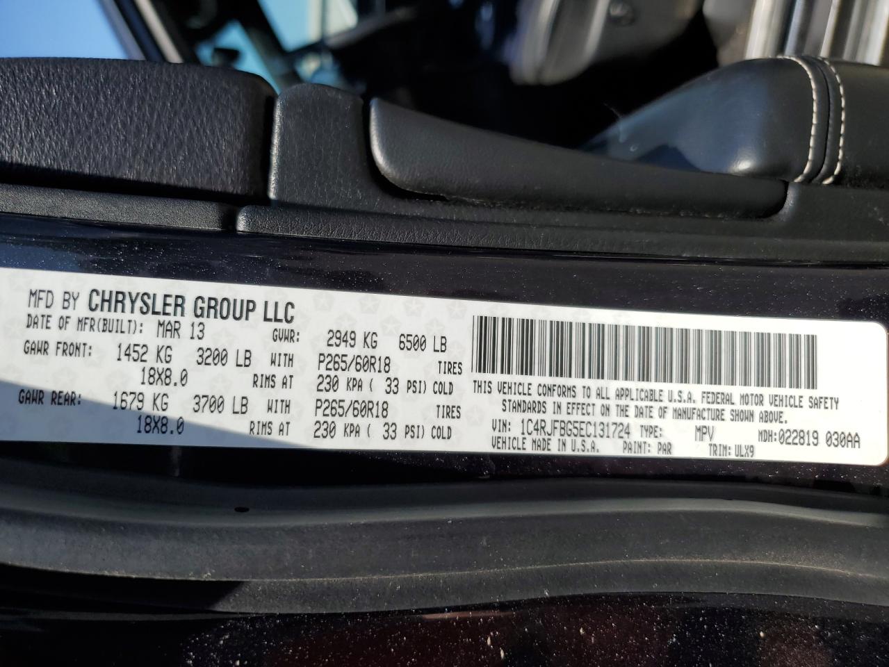 1C4RJFBG5EC131724 2014 Jeep Grand Cherokee Limited