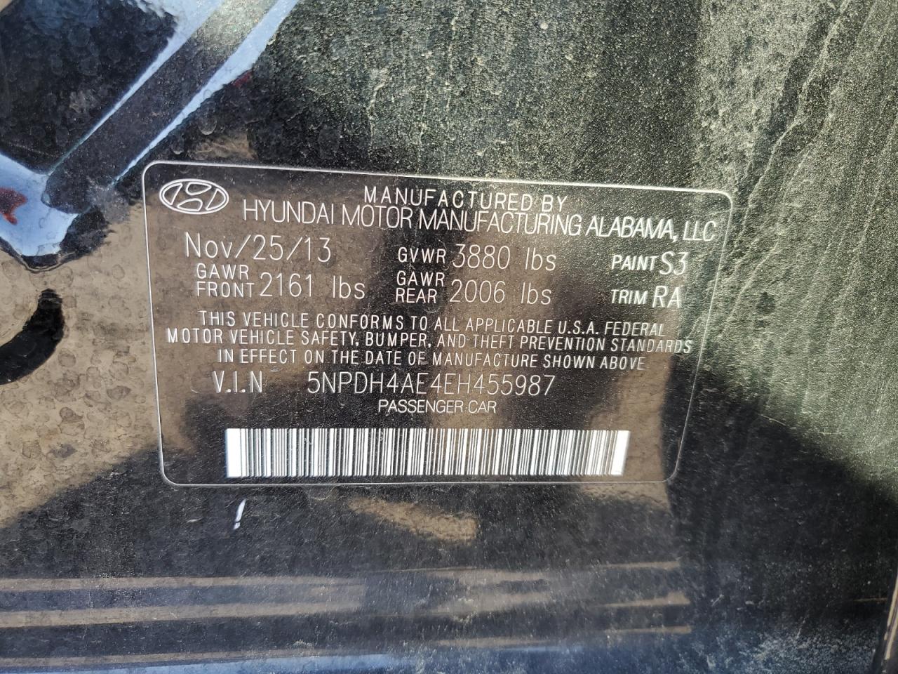 5NPDH4AE4EH455987 2014 Hyundai Elantra Se