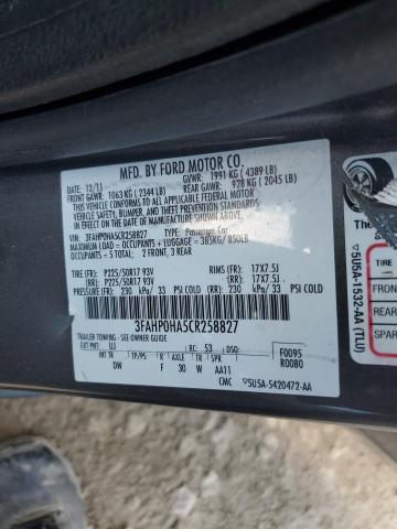 2012 Ford Fusion Se VIN: 3FAHP0HA5CR258827 Lot: 60444854