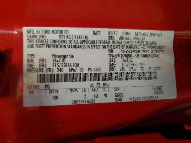 2015 Ford Focus Se VIN: 1FADP3K28FL276274 Lot: 60023894