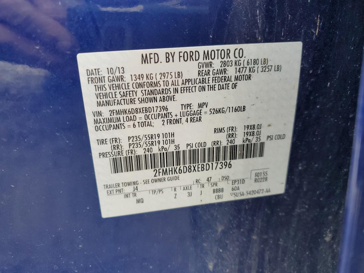 2FMHK6D8XEBD17396 2014 Ford Flex Limited