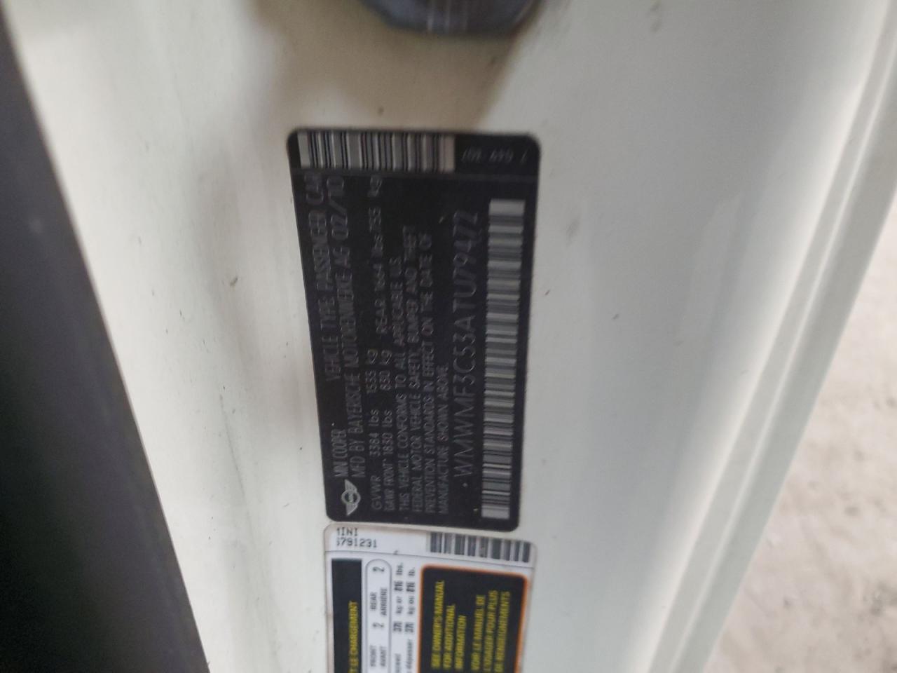 WMWMF3C53ATU79472 2010 Mini Cooper