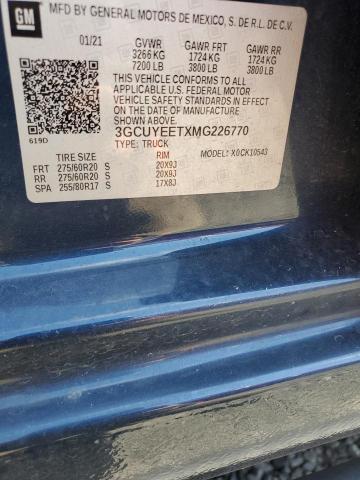 2021 Chevrolet Silverado K1500 Rst VIN: 3GCUYEETXMG226770 Lot: 59081154