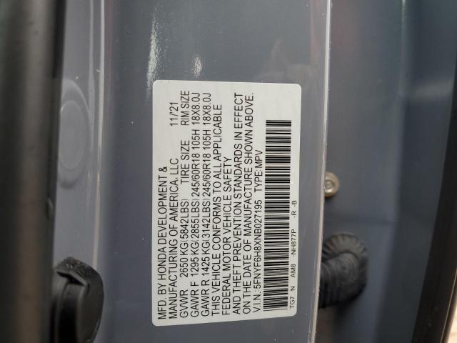 2022 HONDA PILOT TRAI 5FNYF6H8XNB027195