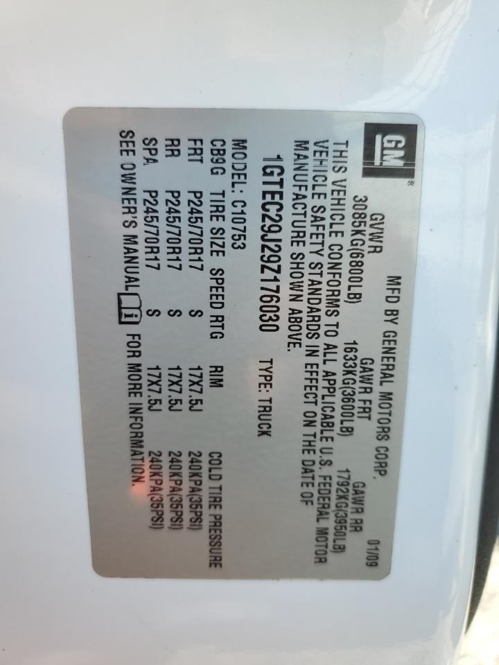 1GTEC29J29Z176030 2009 GMC Sierra C1500 Sle