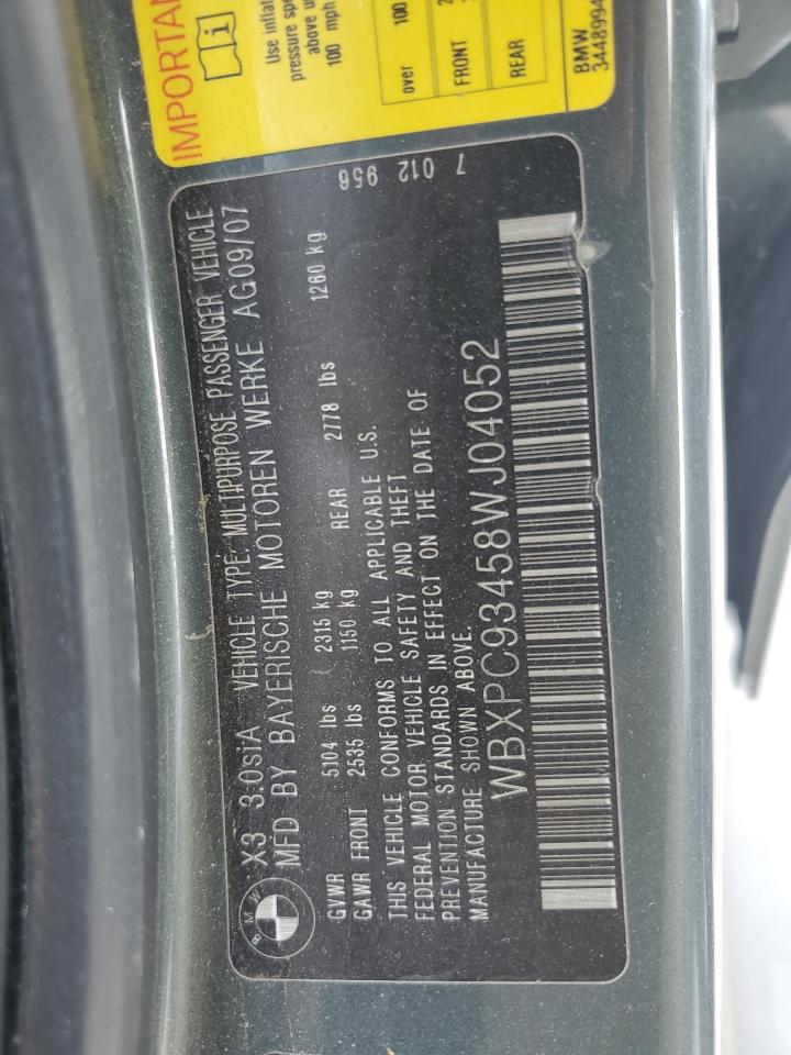 WBXPC93458WJ04052 2008 BMW X3 3.0Si