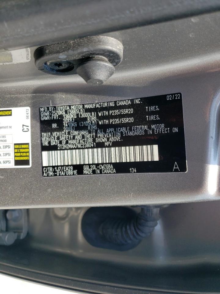 2T2HZMAA7NC238041 2022 Lexus Rx 350