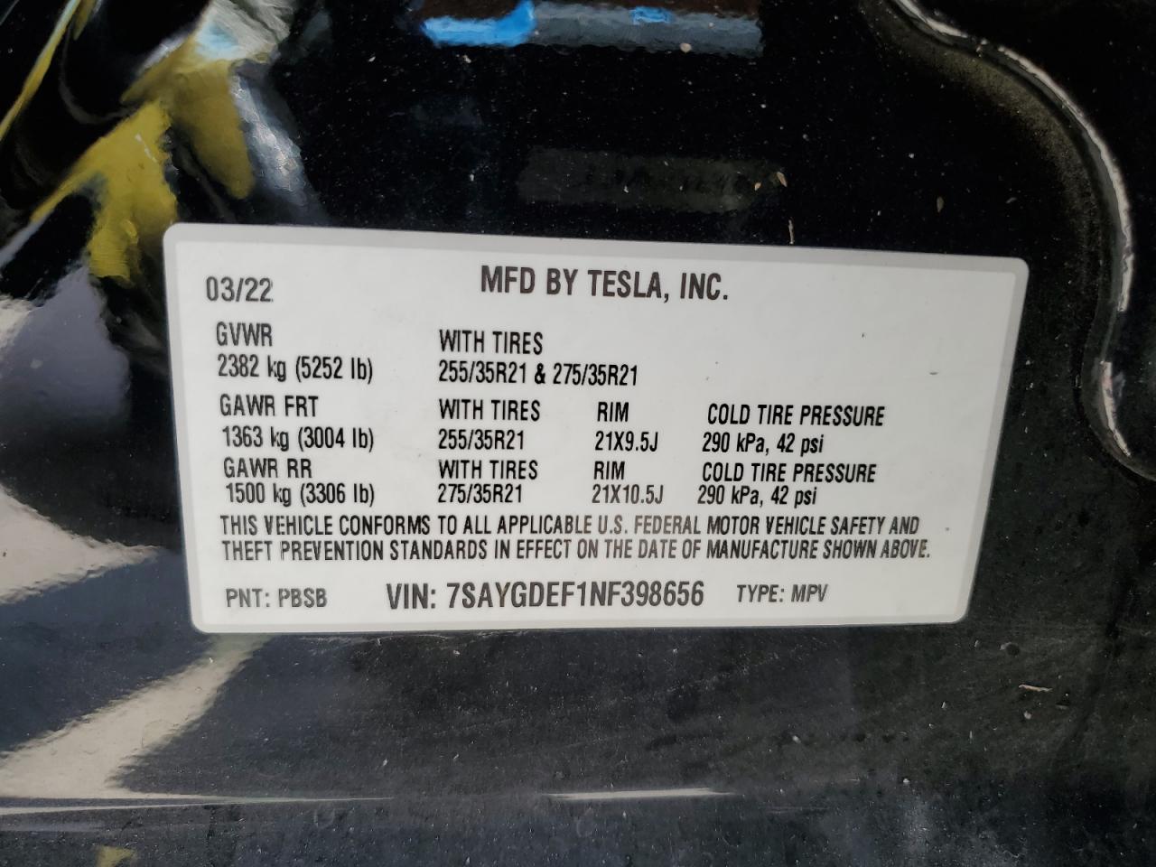 7SAYGDEF1NF398656 2022 Tesla Model Y