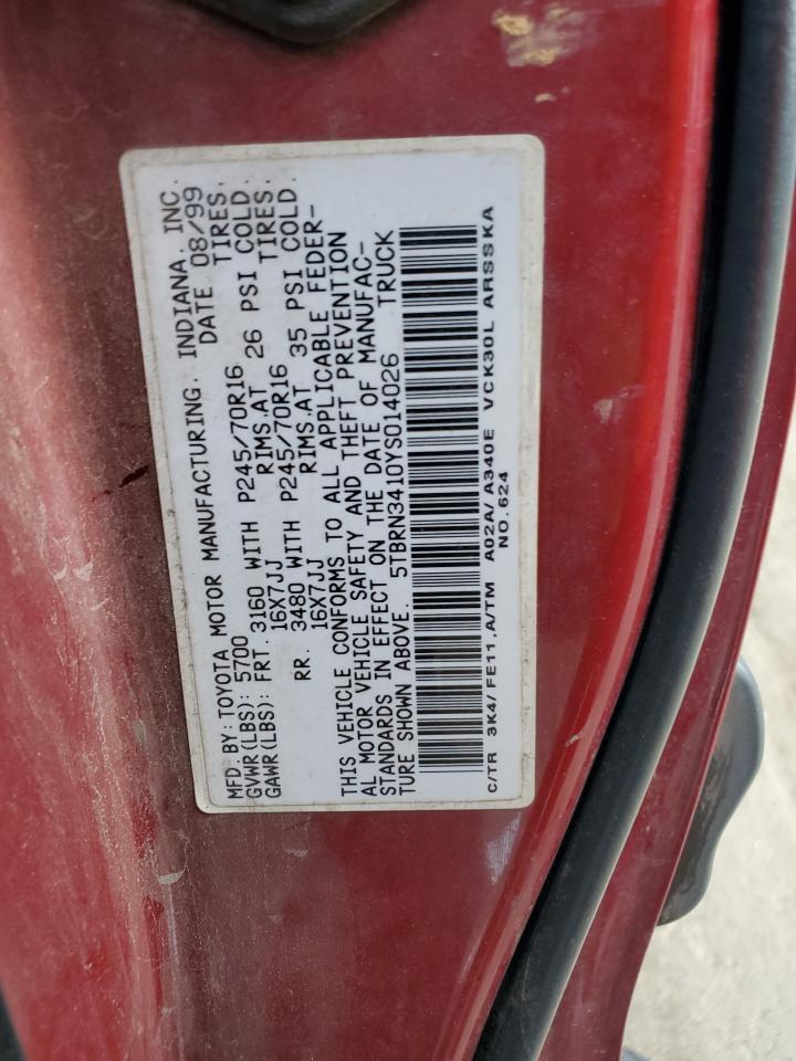 5TBRN3410YS014026 2000 Toyota Tundra Access Cab Sr5