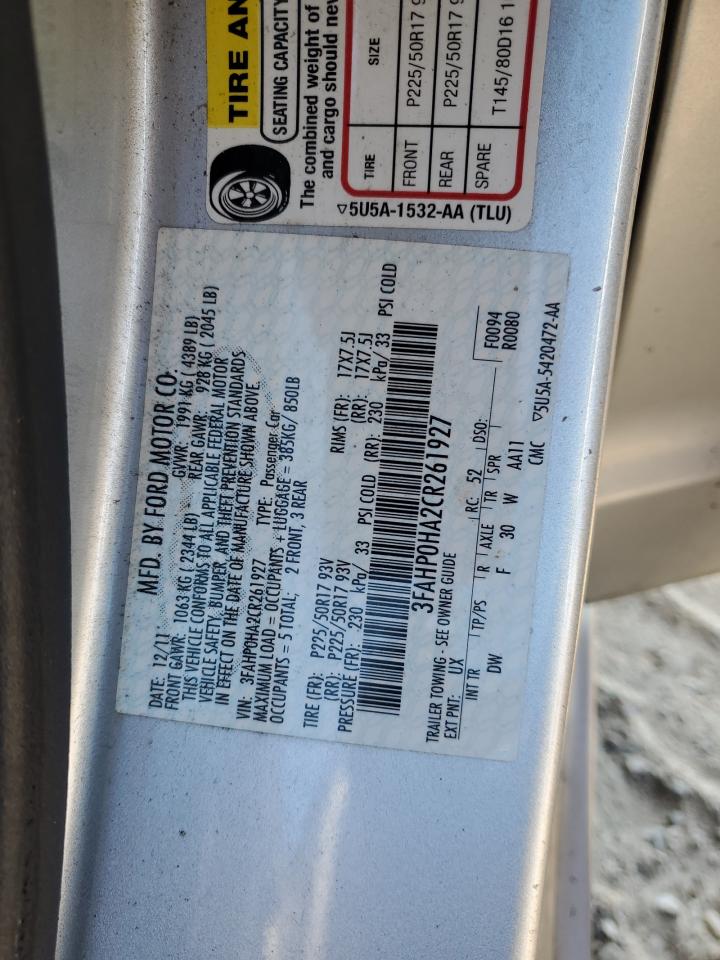 3FAHP0HA2CR261927 2012 Ford Fusion Se