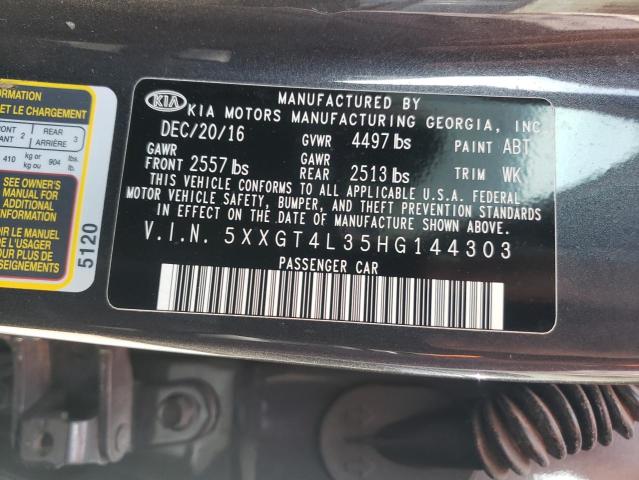 2017 Kia Optima Lx VIN: 5XXGT4L35HG144303 Lot: 57503264