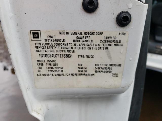 2001 GMC New Sierra C2500 VIN: 1GTGC24U71Z183831 Lot: 57436464