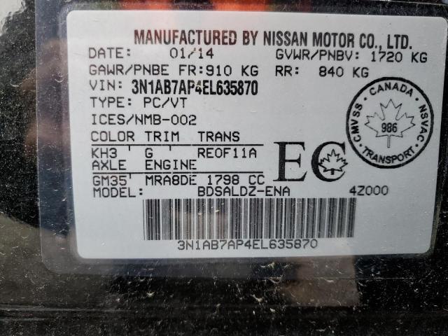 2014 Nissan Sentra S VIN: 3N1AB7AP4EL635870 Lot: 57699274