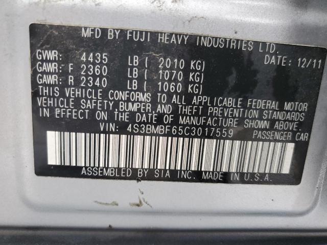2012 Subaru Legacy 2.5I Premium VIN: 4S3BMBF65C3017559 Lot: 60076004