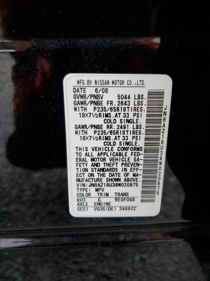 JN8AZ18U39W020975 2009 Nissan Murano S