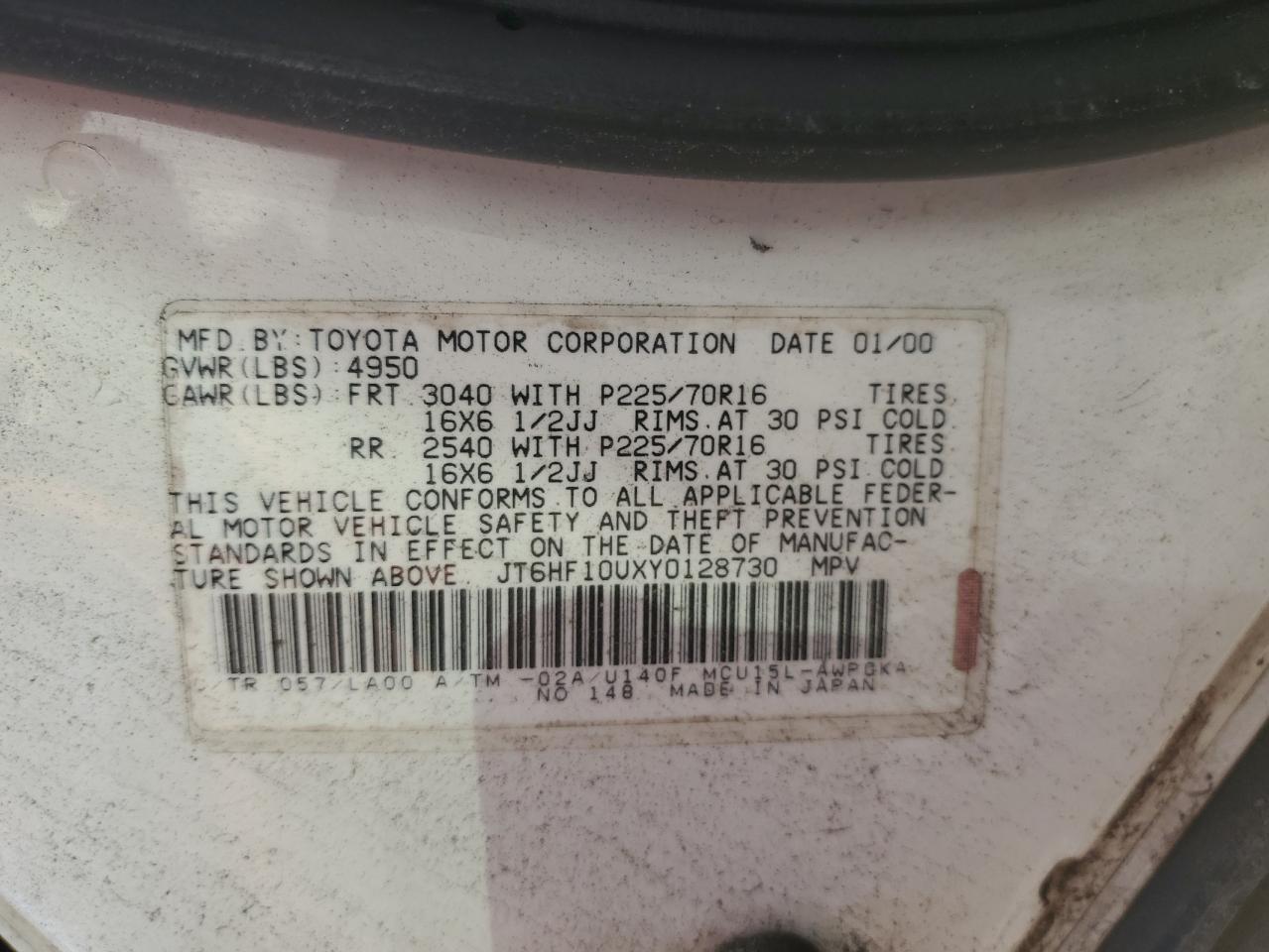 JT6HF10UXY0128730 2000 Lexus Rx 300