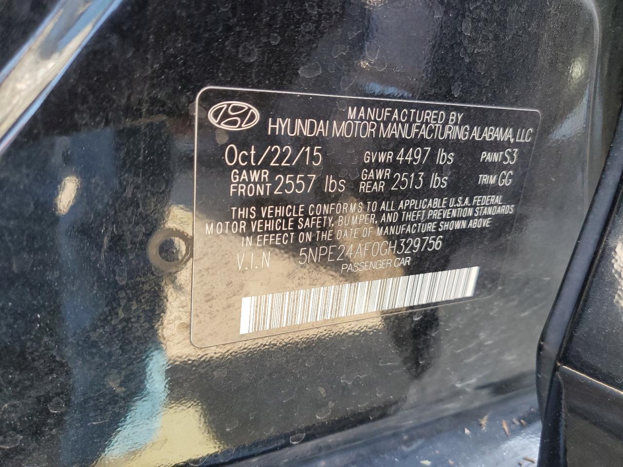 5NPE24AF0GH329756 2016 Hyundai Sonata Se