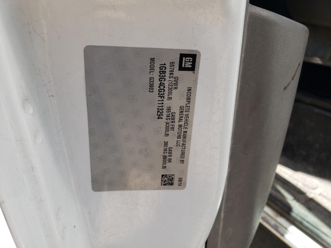 1GB3G4CG3F1113294 2015 Chevrolet Express G3500