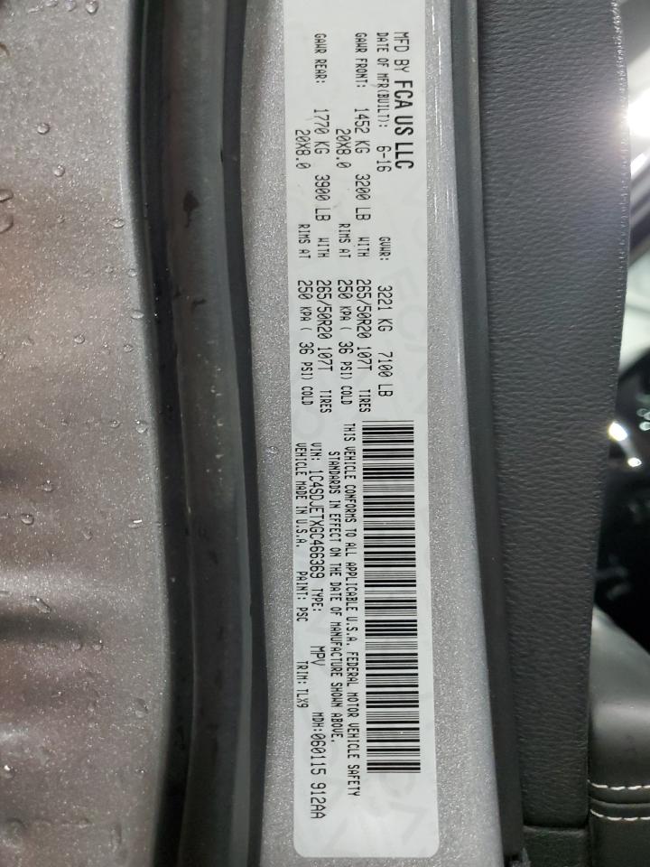 1C4SDJETXGC466369 2016 Dodge Durango Citadel