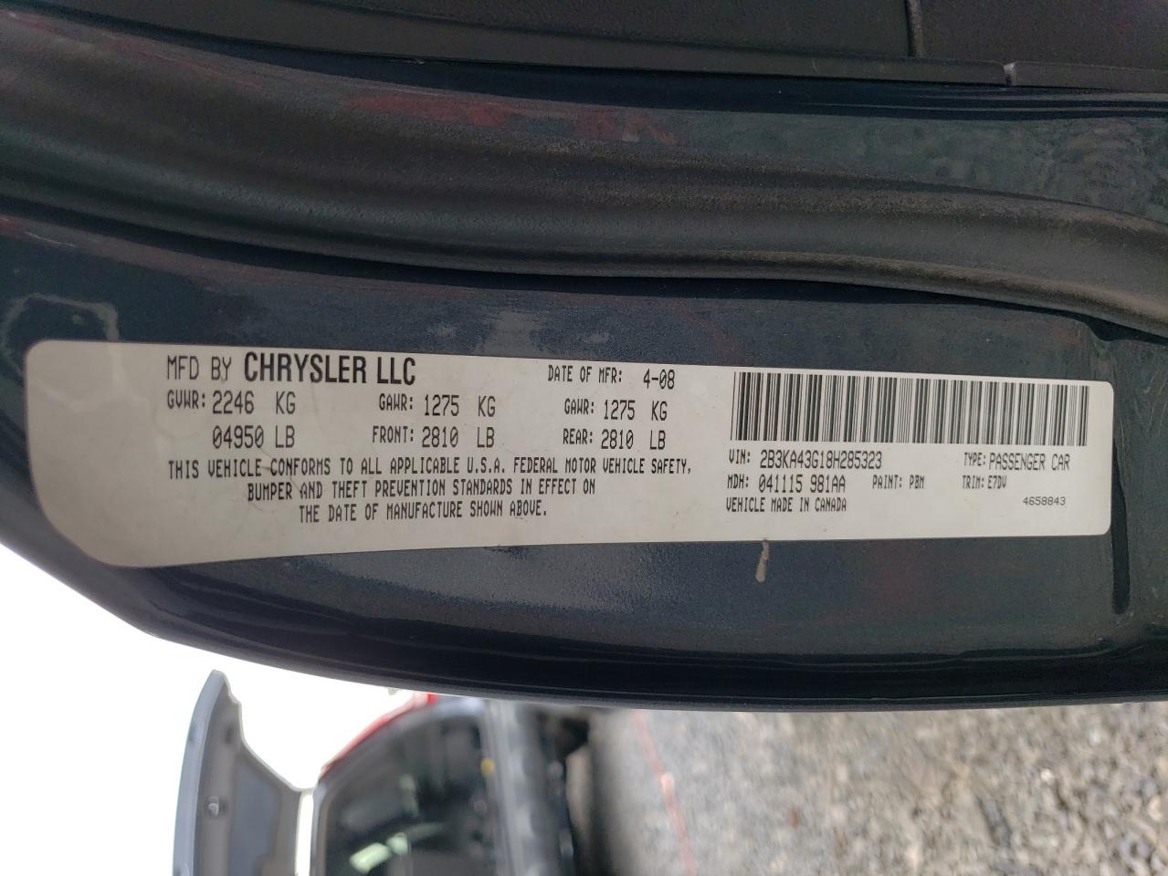 2B3KA43G18H285323 2008 Dodge Charger