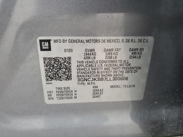 2020 Chevrolet Trax Ls VIN: 3GNCJKSB7LL300606 Lot: 58759434