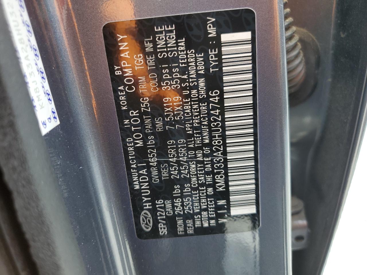 KM8J33A28HU324746 2017 Hyundai Tucson Limited