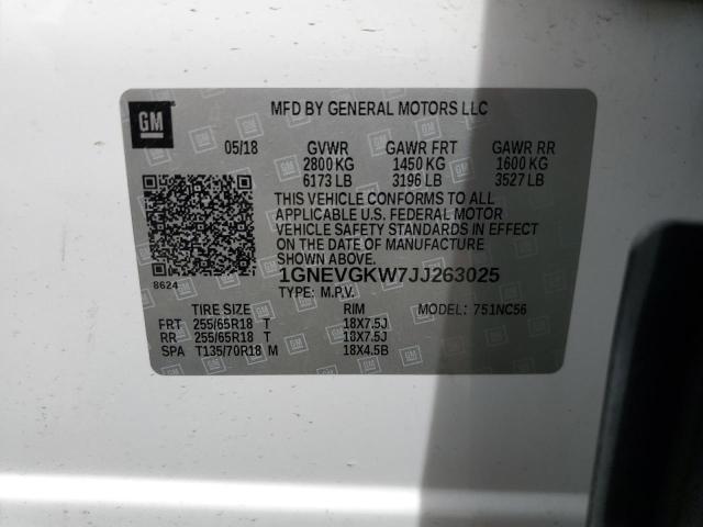 2018 Chevrolet Traverse Lt VIN: 1GNEVGKW7JJ263025 Lot: 57695834