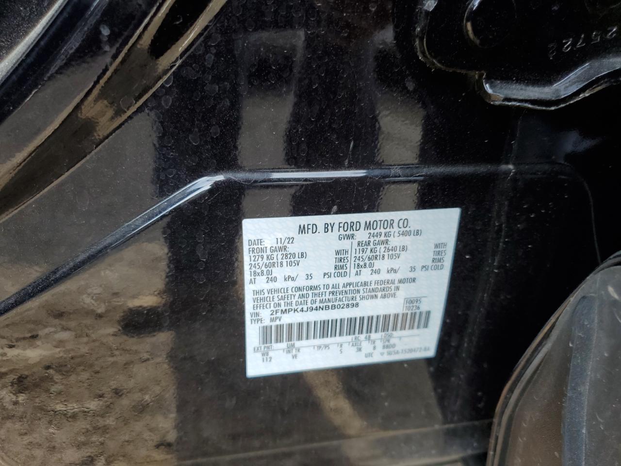 2FMPK4J94NBB02898 2022 Ford Edge Sel