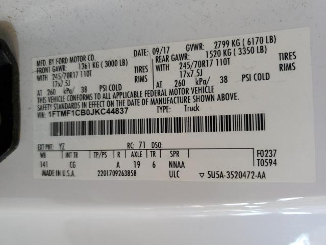 2018 Ford F150 VIN: 1FTMF1CB0JKC44837 Lot: 59479554